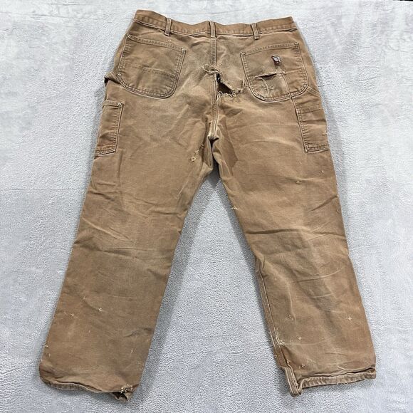 Carhartt B01 BRN Pants 37x30* Double Knee Carpenter Thrashed Distressed VTG USA - Picture 2 of 16